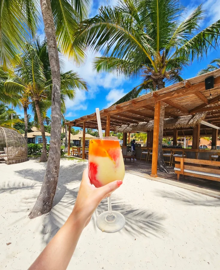 Beach bar with cocktail